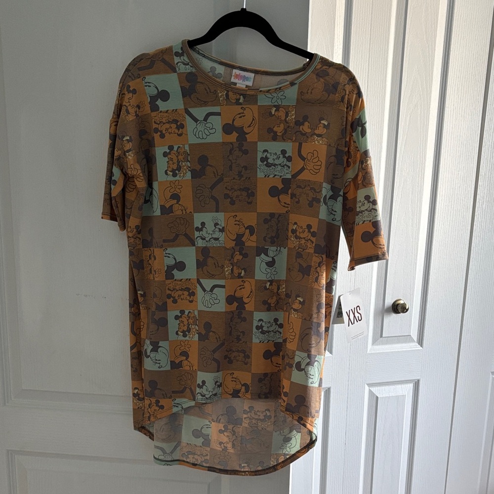 LuLaRoe Disney Irma Brown and Orange Short Sleeve Tee